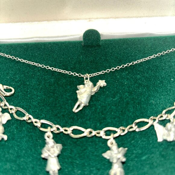 NWT 18” SILVER Tone and ANGELS NECKLACE & 6-1/3”CHARM BRACELET SET - Picture 2 of 4
